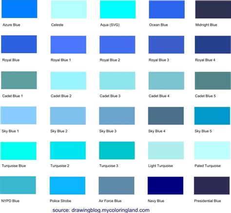 bright blue color chart.